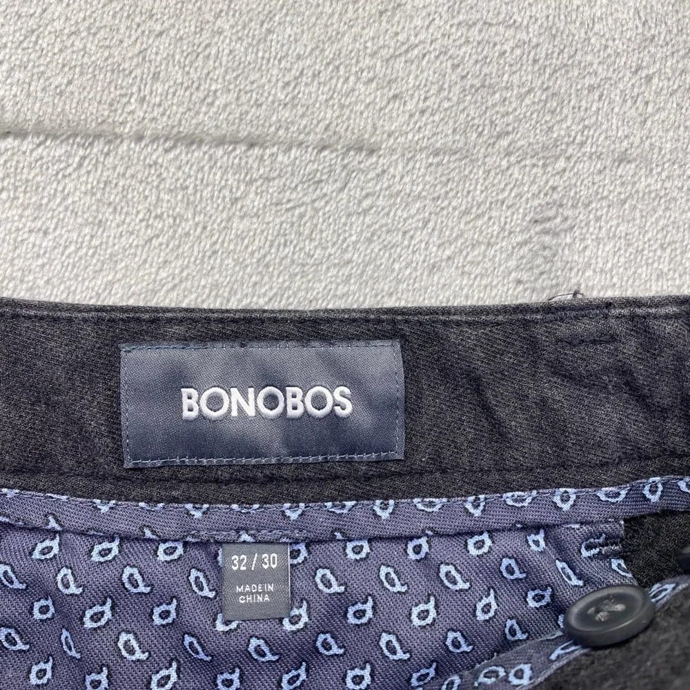 Bonobos Tailored Chino Men Sz 32 Charcoal Gray Tessuti di Sondrio Italian Fabric